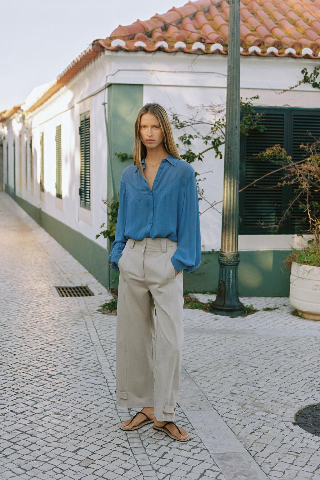 CAMISA FLUIDA JARETAS / Azul - Zara фото 6