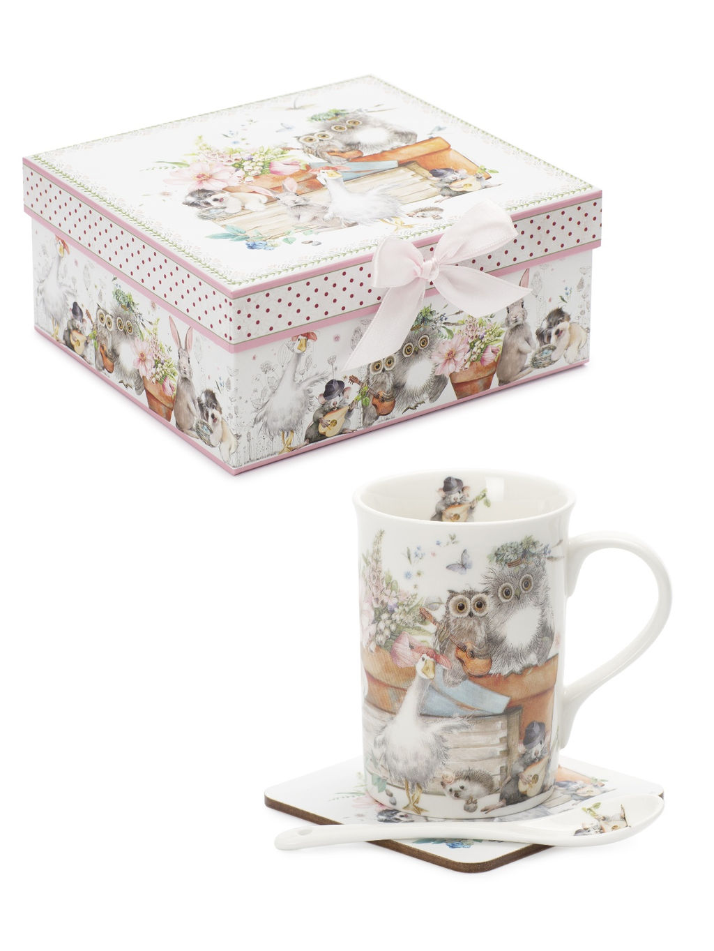 Кружка ANIMAL FAIR 330мл с ложечкой и подставкой - SIJ фото 2