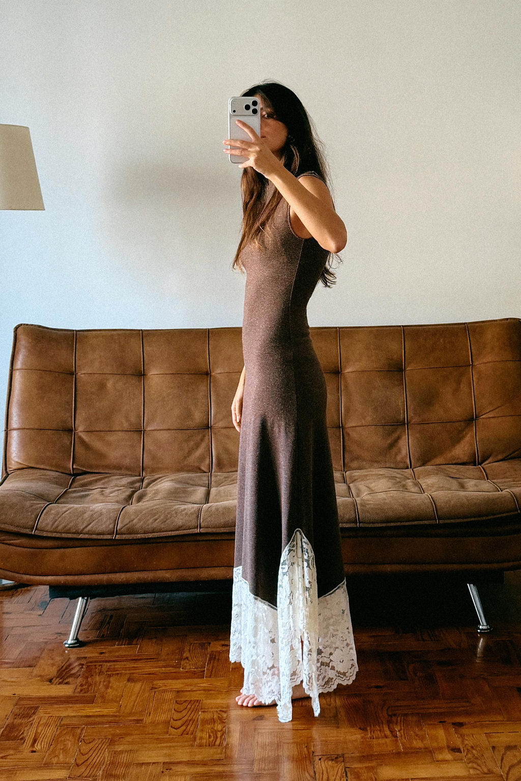 LONG DRESS WITH CONTRAST LACE - Zara фото 6