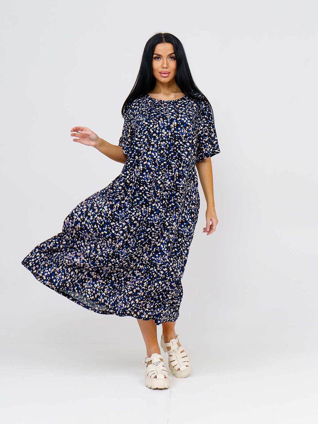 Платье женское, цвет черный синий