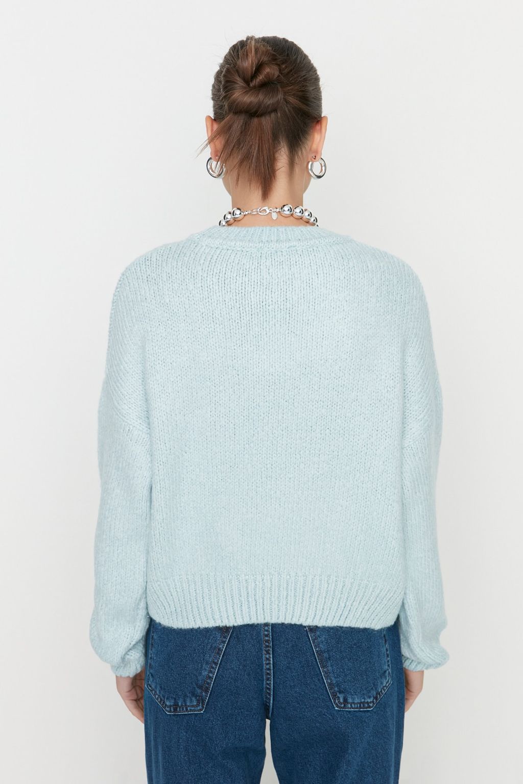 Mint Genis Kal?p Yumusak Dokulu Basic Triko Kazak TWOAW23KZ00185