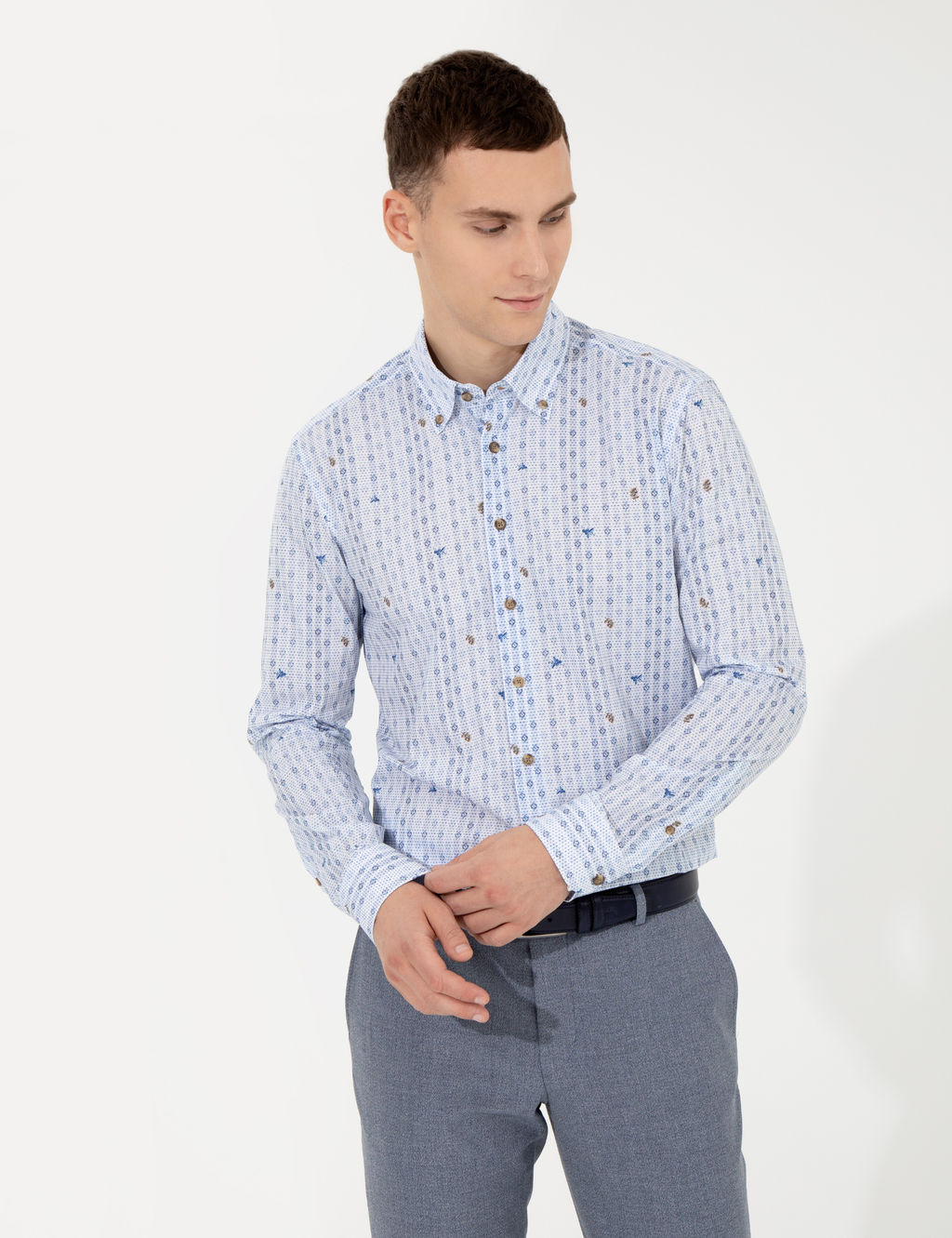 Mavi Slim Fit Uzun Kollu G_mlek
