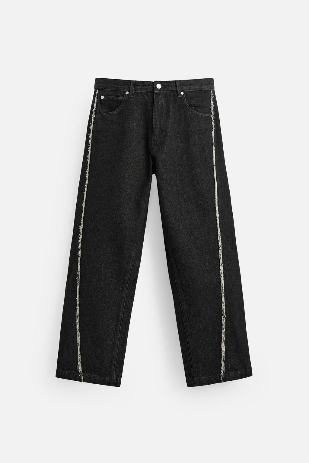 RELAXED FIT JEANS WITH FRAYED SEAMS - Zara фото 6