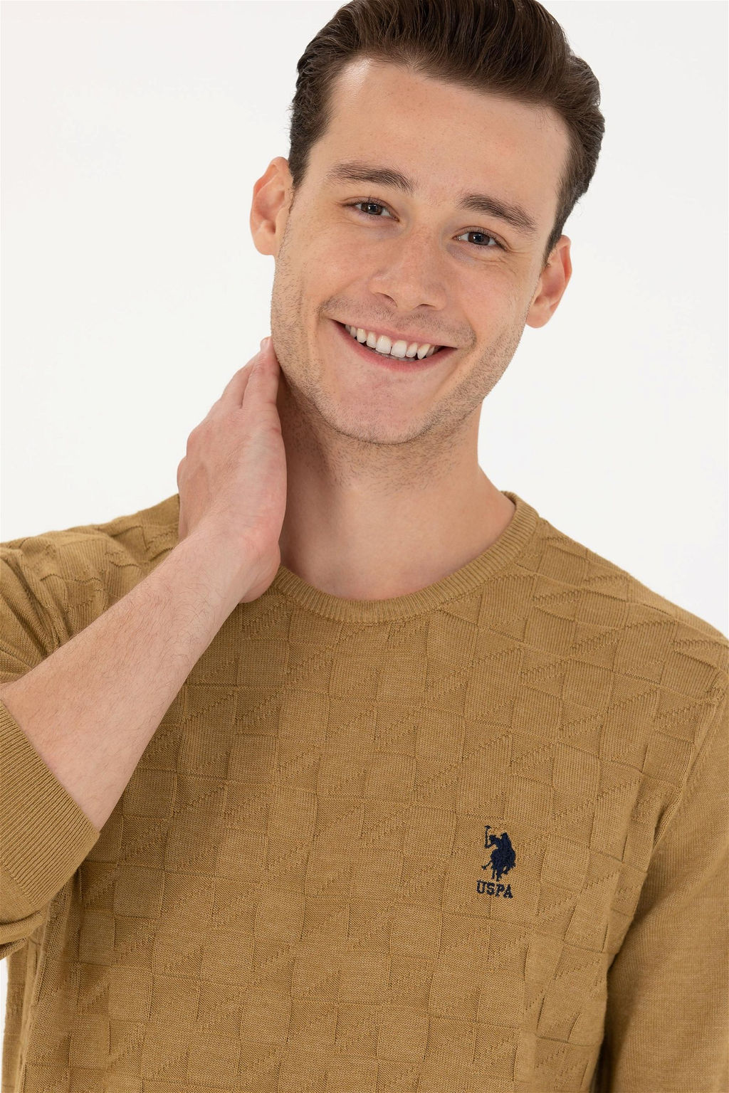 U. S. Polo Assn Мужской базовый свитер светло-хаки - U.s. polo assn фото 9