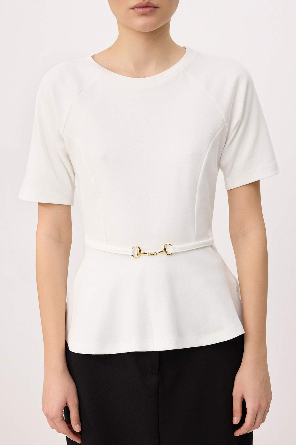 Ekru Peplum Reglan Kol K_sa Kollu Aksesuar Detayl_ _nterlok _rme Bluz TWOSS26BZ00242 - Trendyolmilla фото 3