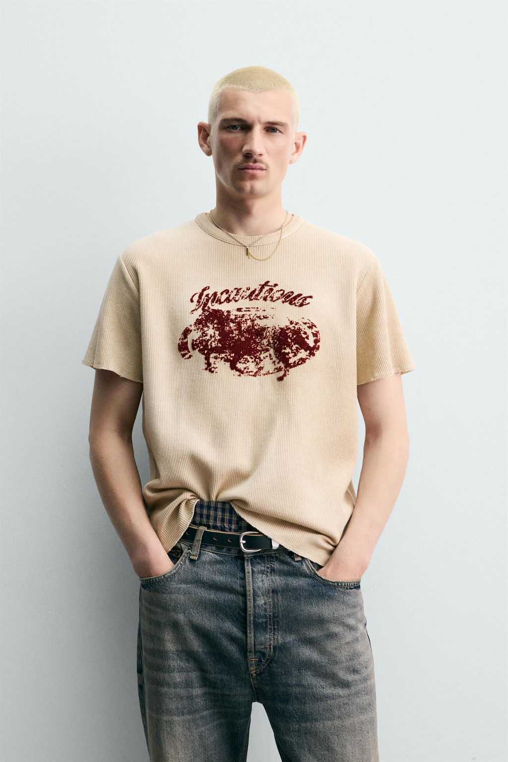 CAMISETA PUNTO ESTAMPADO TEXTURA / Crudo - Zara фото 2