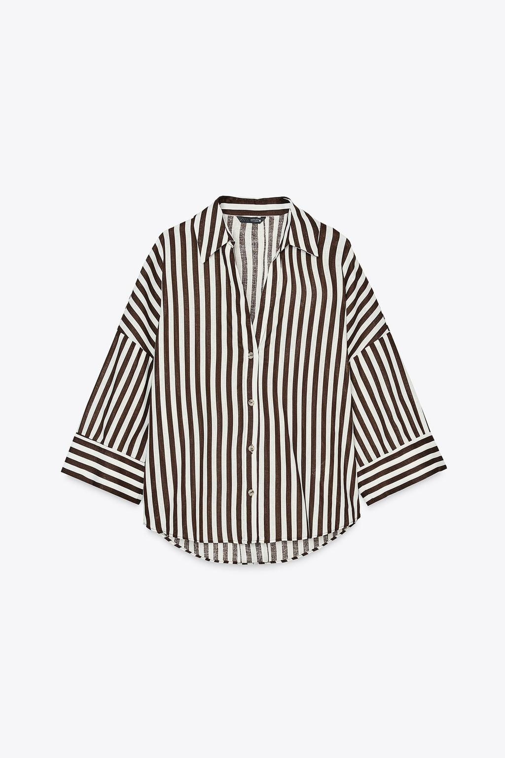 WIDE-SLEEVE LINEN BLEND SHIRT - Zara фото 49