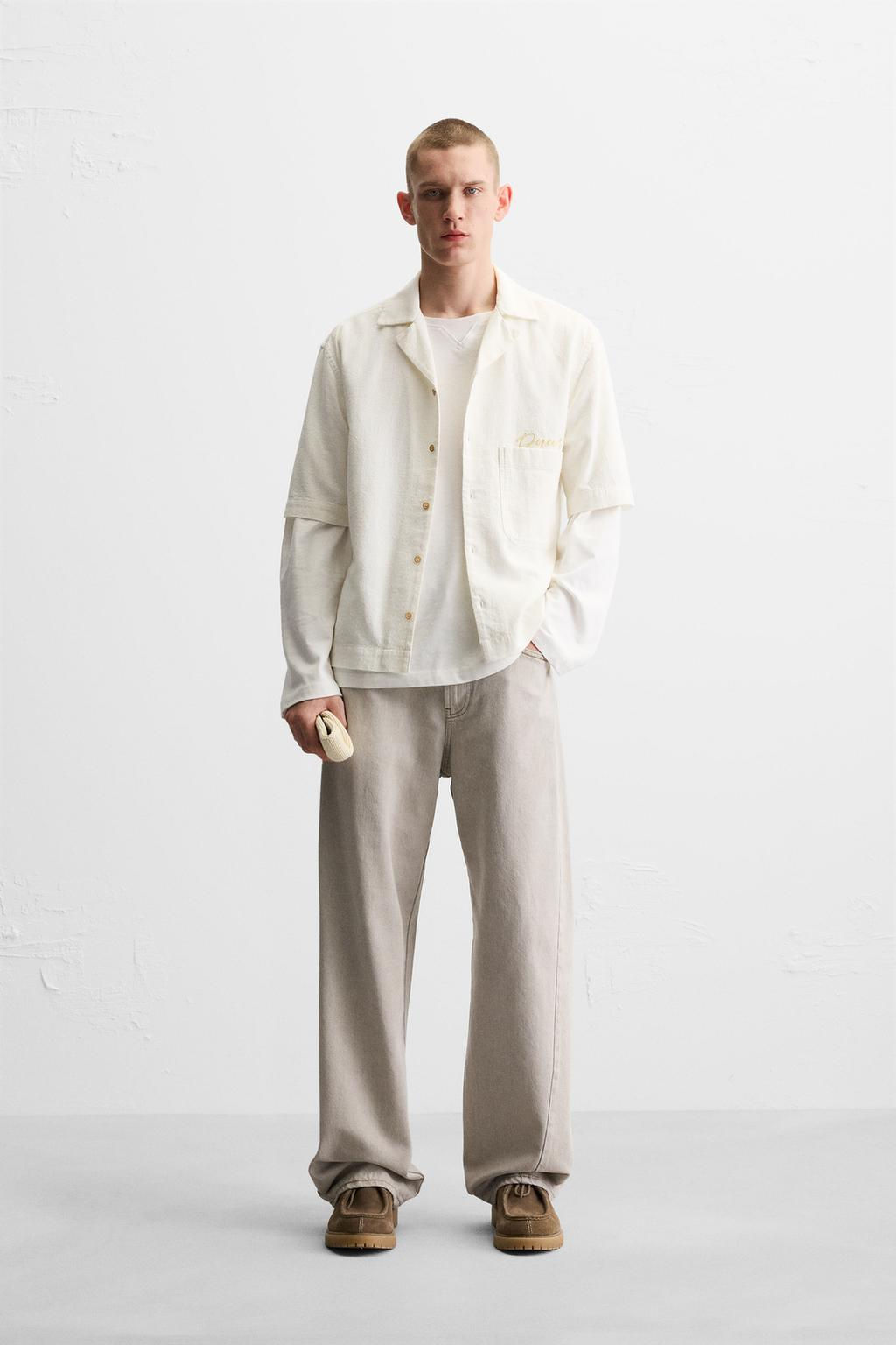 EMBROIDERED TEXTURED WEAVE SHIRT - Zara фото 9