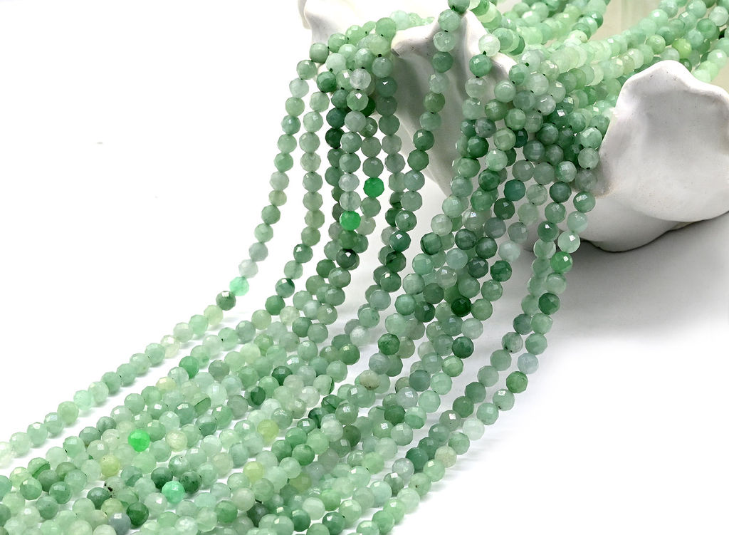 Бусины из авантюрина зеленого шарик гр.4мм, 39см, 100 бусин Радуга камня