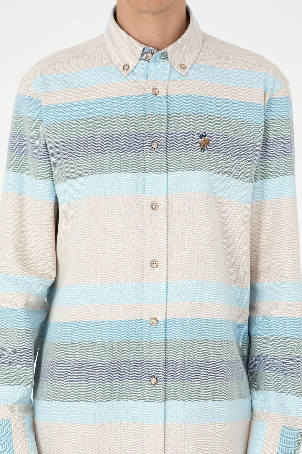 Мужская голубая рубашка с длинным рукавом - U.s. polo assn фото 6