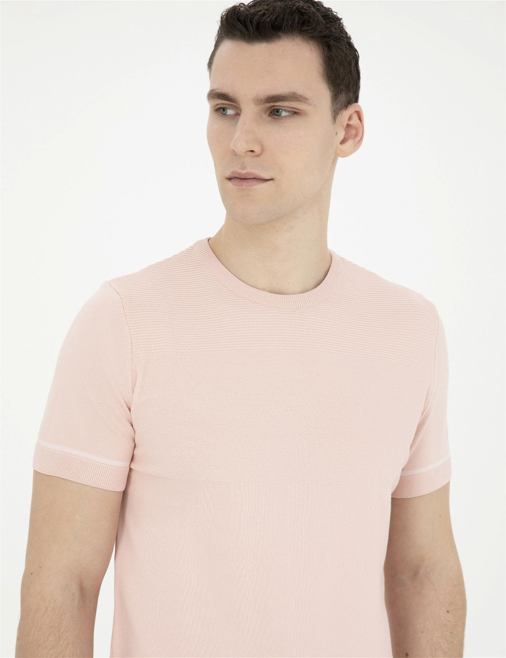 A__k Pembe Slim Fit Bisiklet Yaka Triko Ti__rt