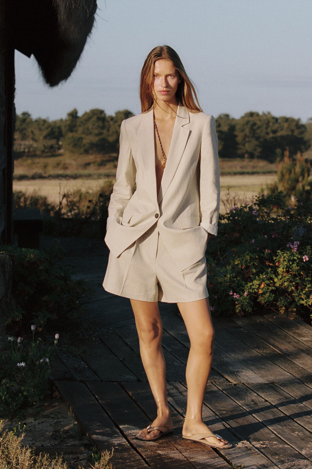 LINEN BLEND BLAZER WITH PRINTED CUFFS - Zara фото 42