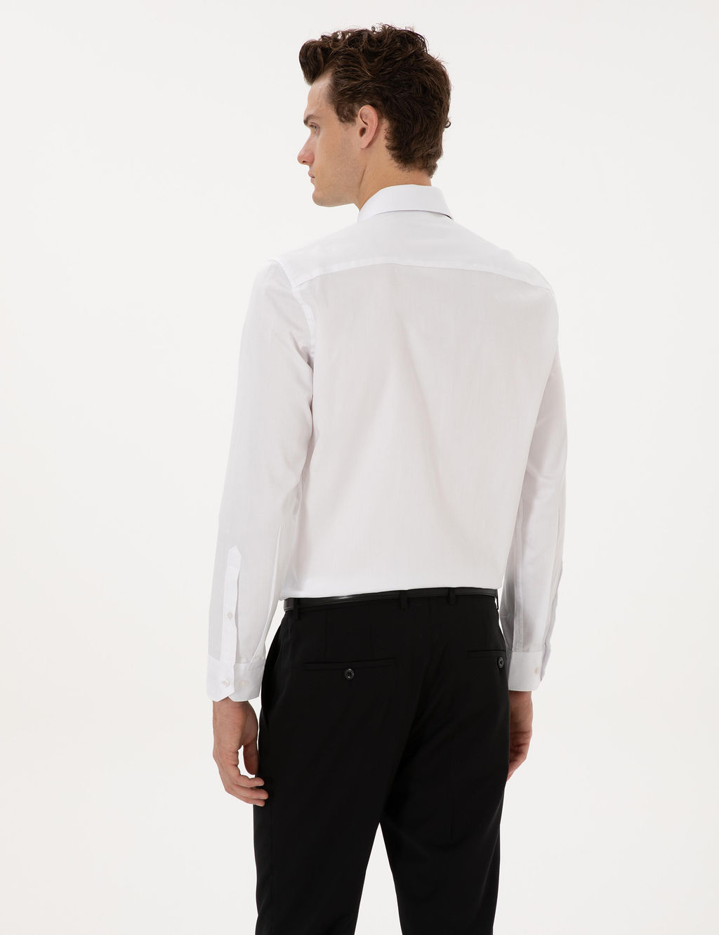 Beyaz Slim Fit Uzun Kollu Basic G_mlek