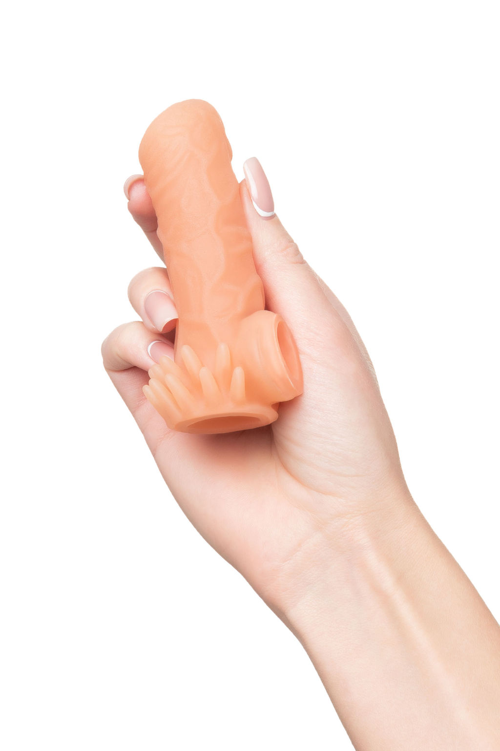 Насадка реалистичная KOKOS NUDE SLEEVE с дополнительной стимуляцией, TPE, телесная, 14 см