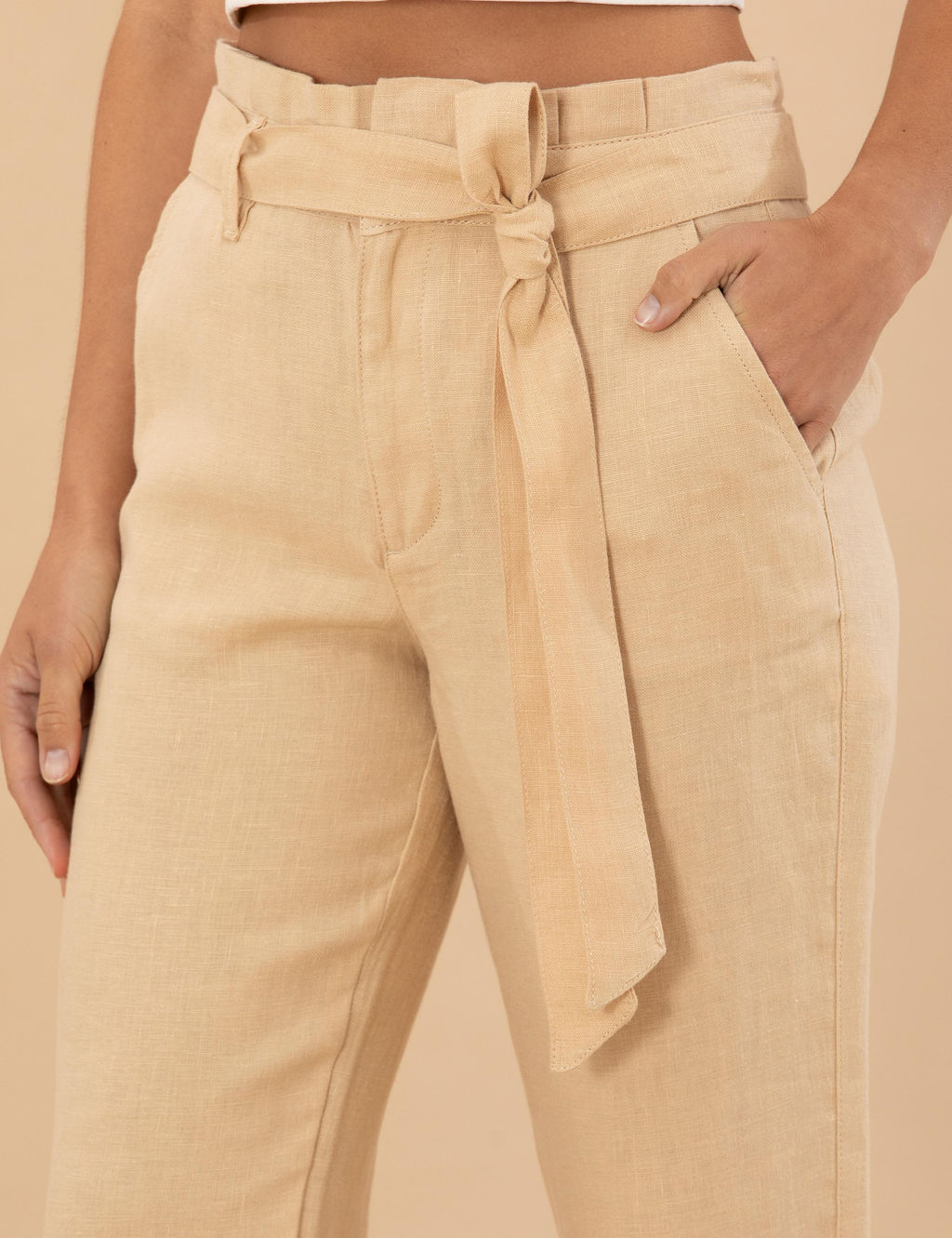 Bej Carrot Fit Keten Pantolon - Pierre cardin фото 6