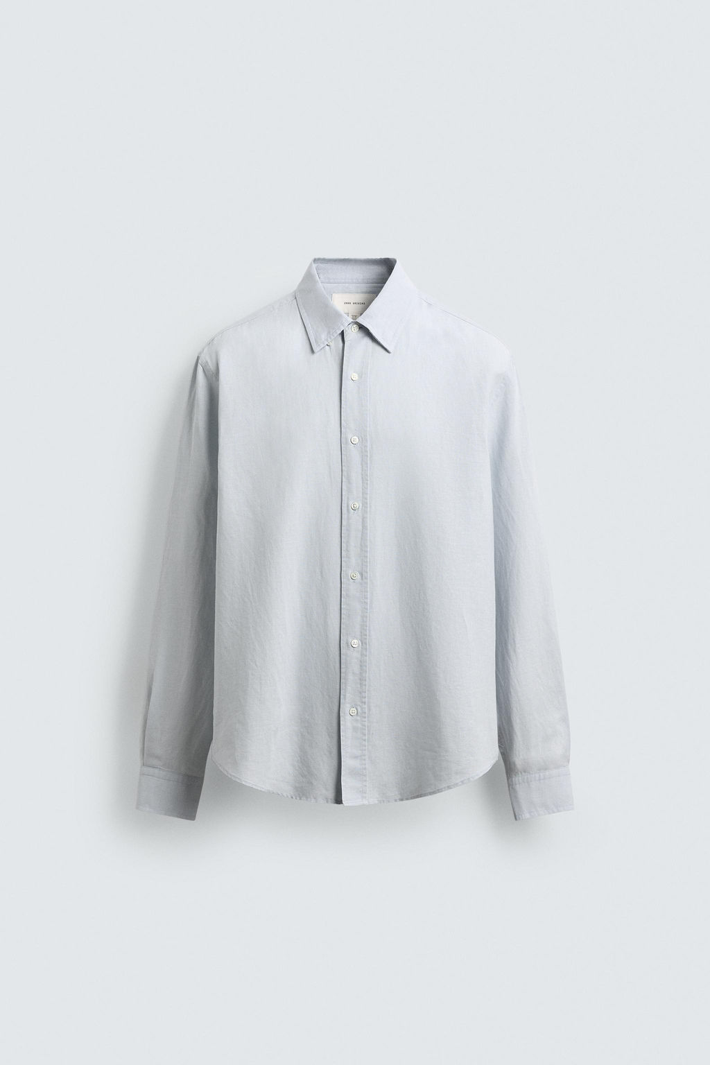 Рубашка Zara Regular Fit из хлопка светло-голубая