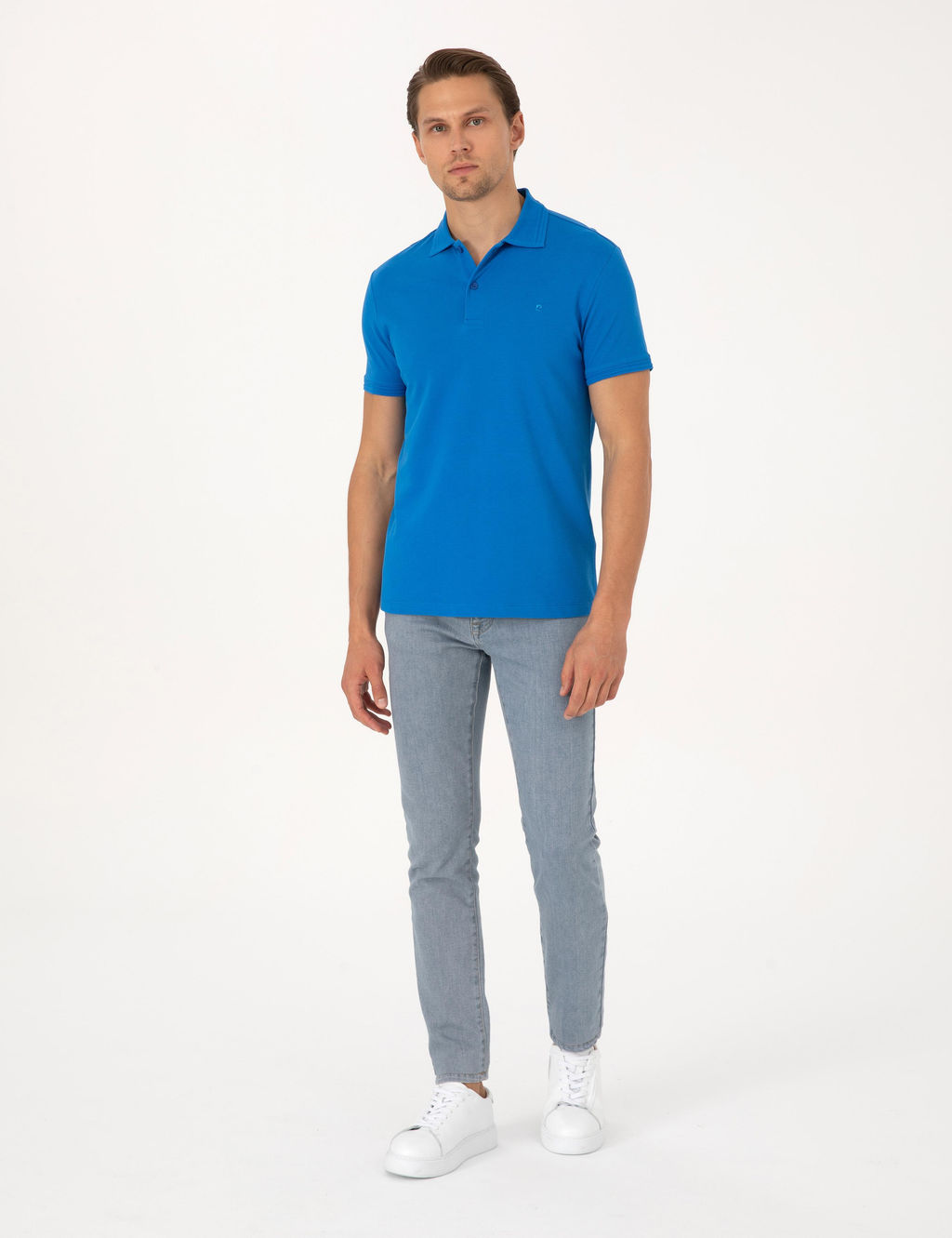 Sax Slim Fit %100 Pamuk K_vr_lmaz Polo Yaka Basic Ti__rt
