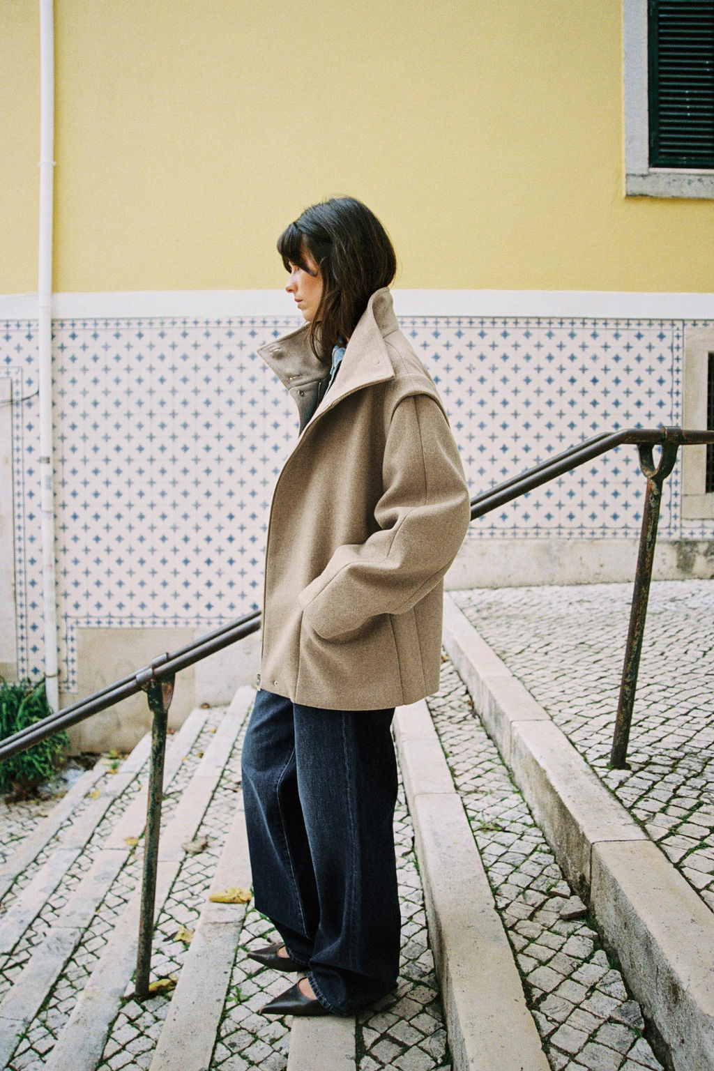 CROPPED WOOL COAT WITH HIGH NECK - Zara фото 5