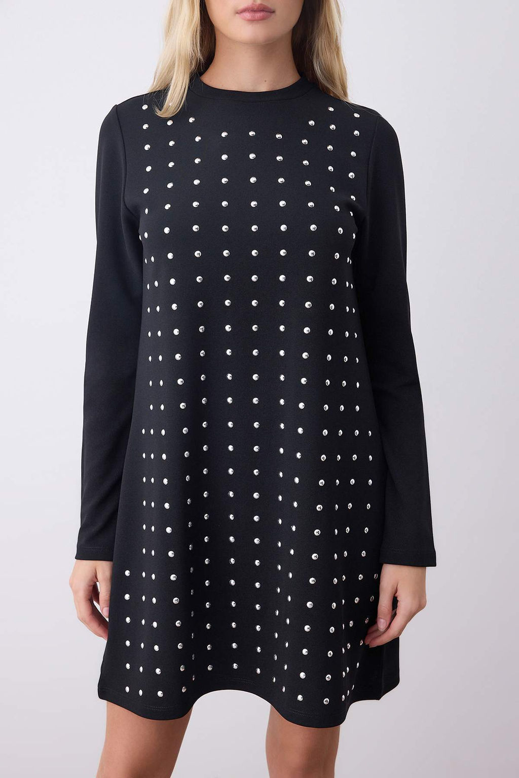 Siyah Tas Detayl? Uzun Kollu Mini Esnek Orme Elbise TWOAW26EL00208 - Trendyolmilla фото 3
