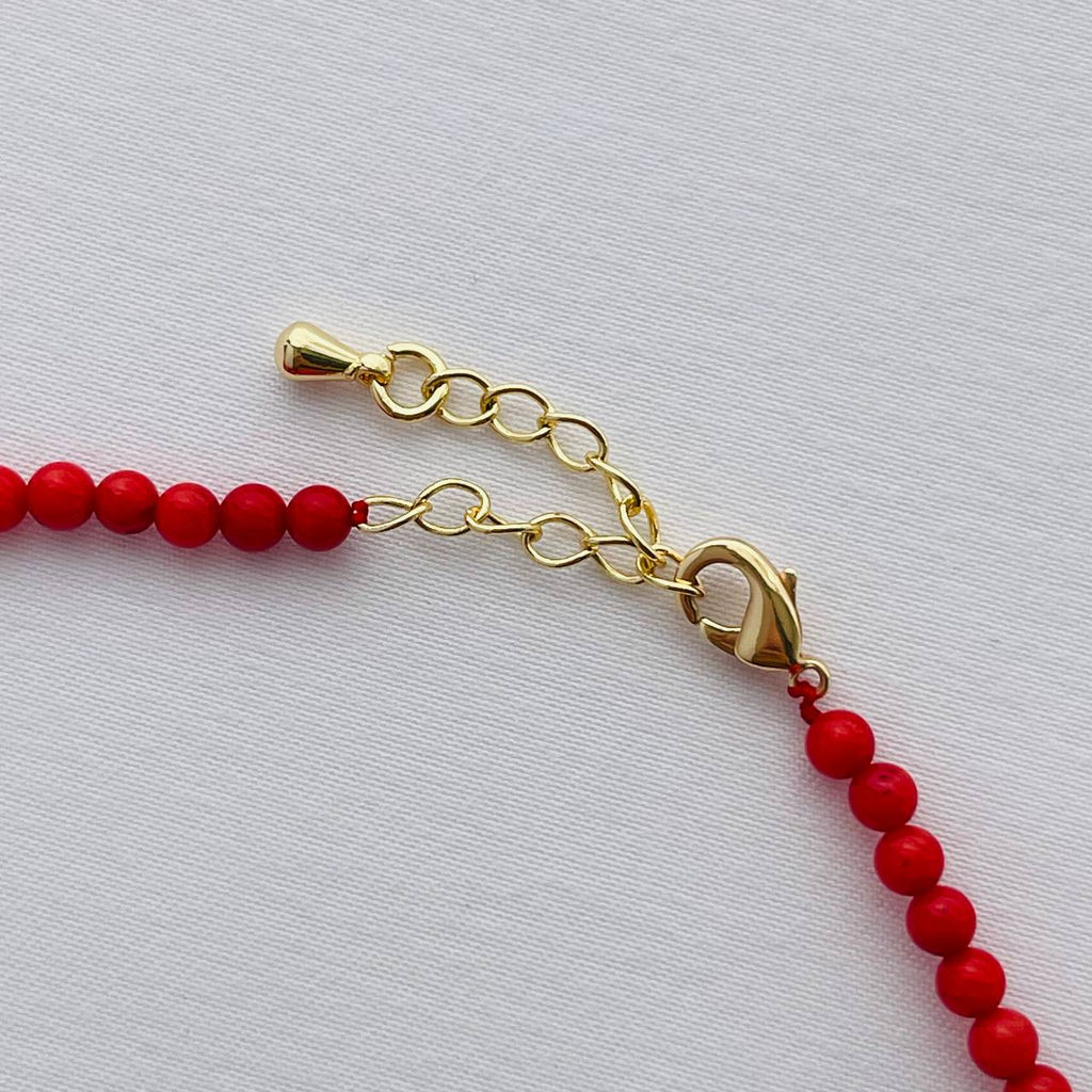 Бусы из красного Коралла со вставкой "Сердце" 43 см +