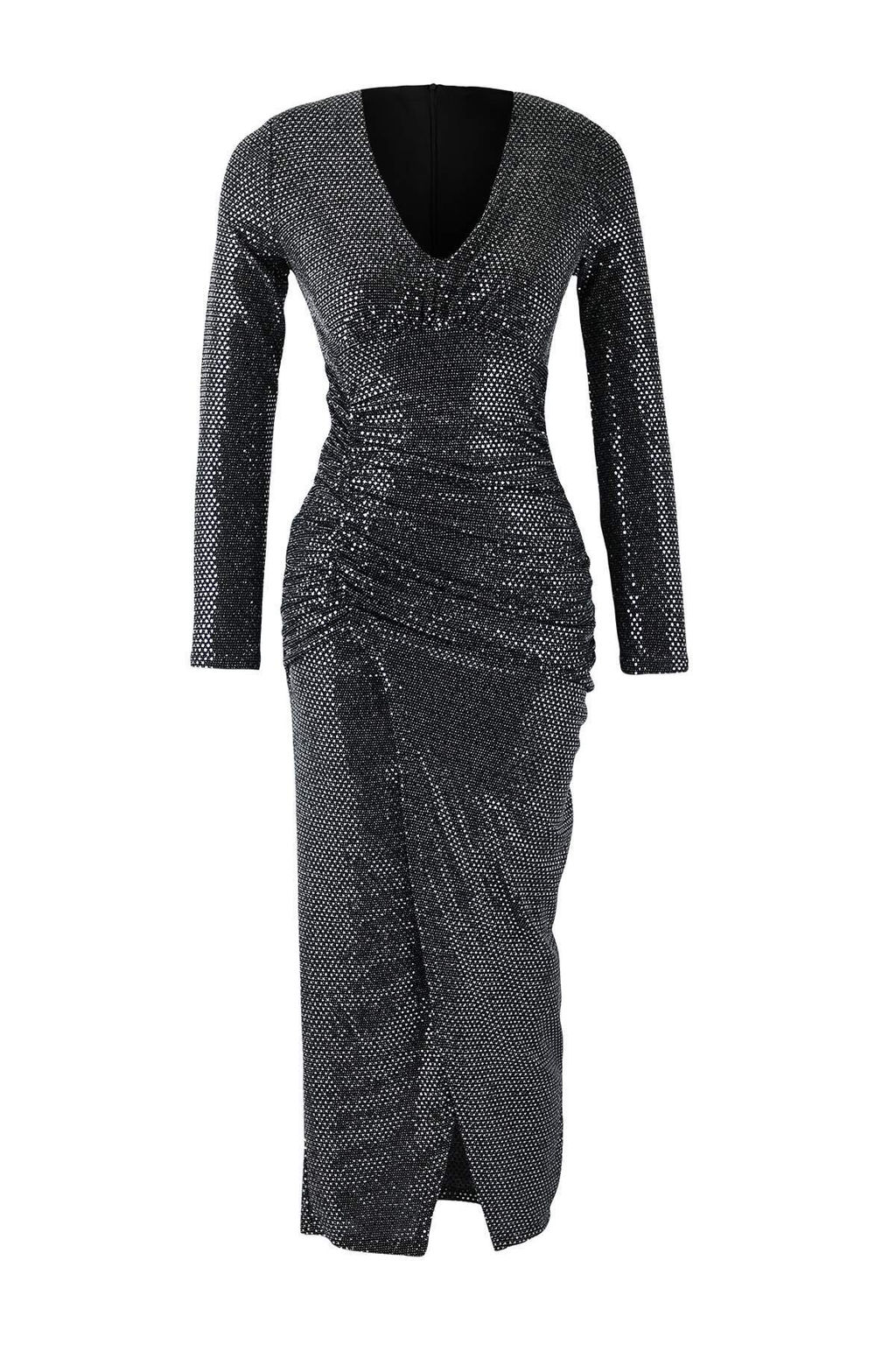 Gri Vucuda Oturan Payet Midi Astars?z Party Elbise TPRAW26EL00123