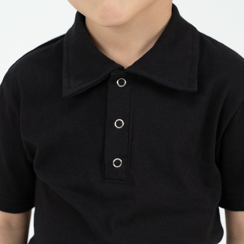 Футболка поло детская черная 659 (140, 72)