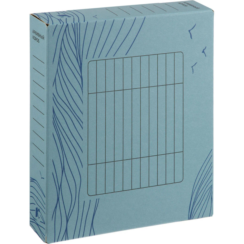 Короб архивный Комус 75мм перепл.картон синий особо прочн выруб. замок