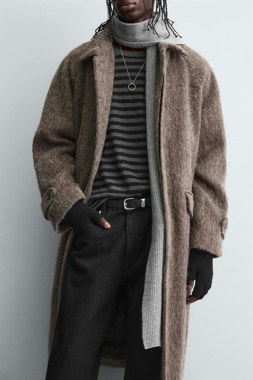 COAT WITH FAUX FUR WOOL BLEND