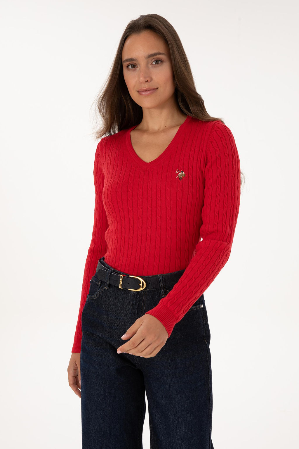 Kad_n K_rm_z_ V Yaka Basic Kazak Sepette S_rpriz _ndirim - U.s. polo assn фото 3