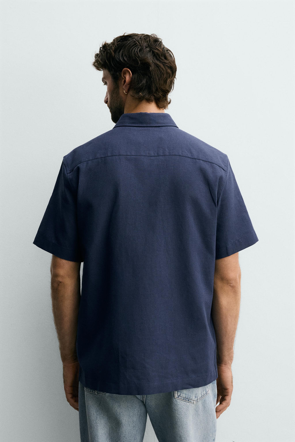 CAMISA ESTRUCTURA LINO - ALGOD?N / Marino - Zara фото 3
