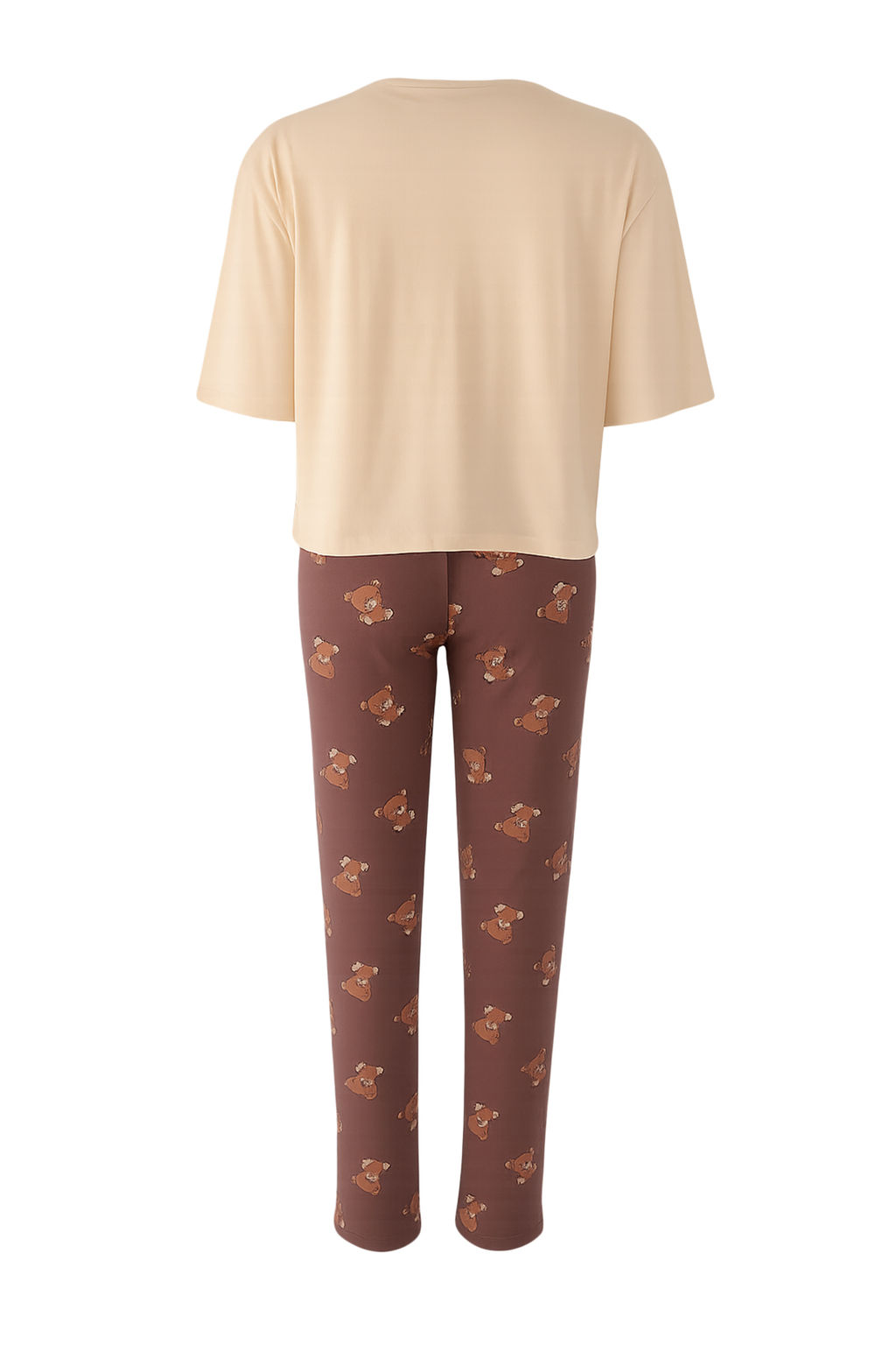 Bej-Cok Renkli Pamuklu Ay?c?k Bask?l? Likral? Orme Pijama Tak?m? THMAW26PT00076 - Trendyolmilla фото 12