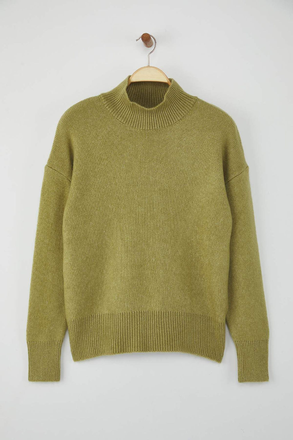 Wardrobe Essentials Yag Yesil Yun Kar?s?ml? Genis Kal?p Yumusak Dokulu Triko Kazak | TWOAW26KZ00063