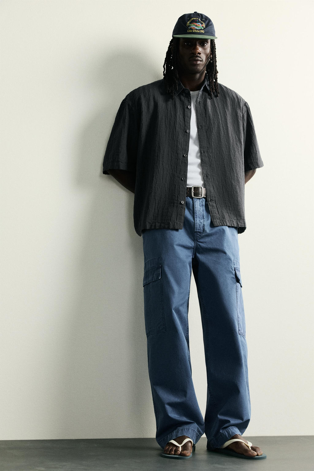 CAMISA BOXY FIT JACQUARD RAYAS / Gris antracita - Zara фото 6