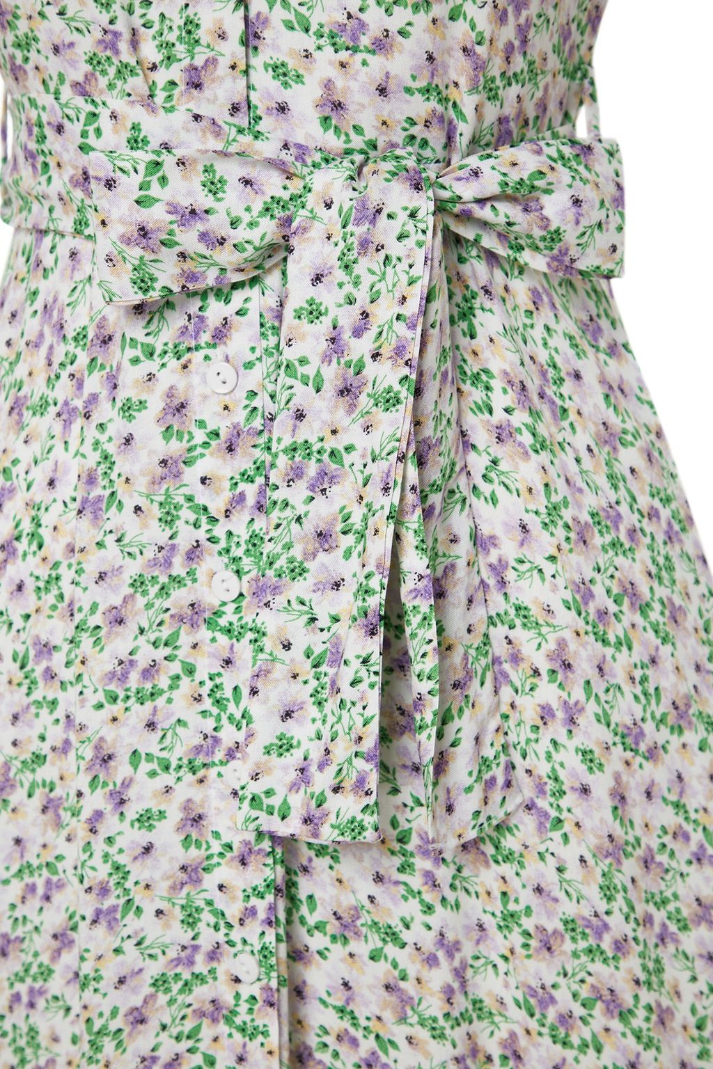 Mor Kusakl? Cicek Desenli Maxi Viskon Dokuma Gomlek Elbise TWOSS19EL0094