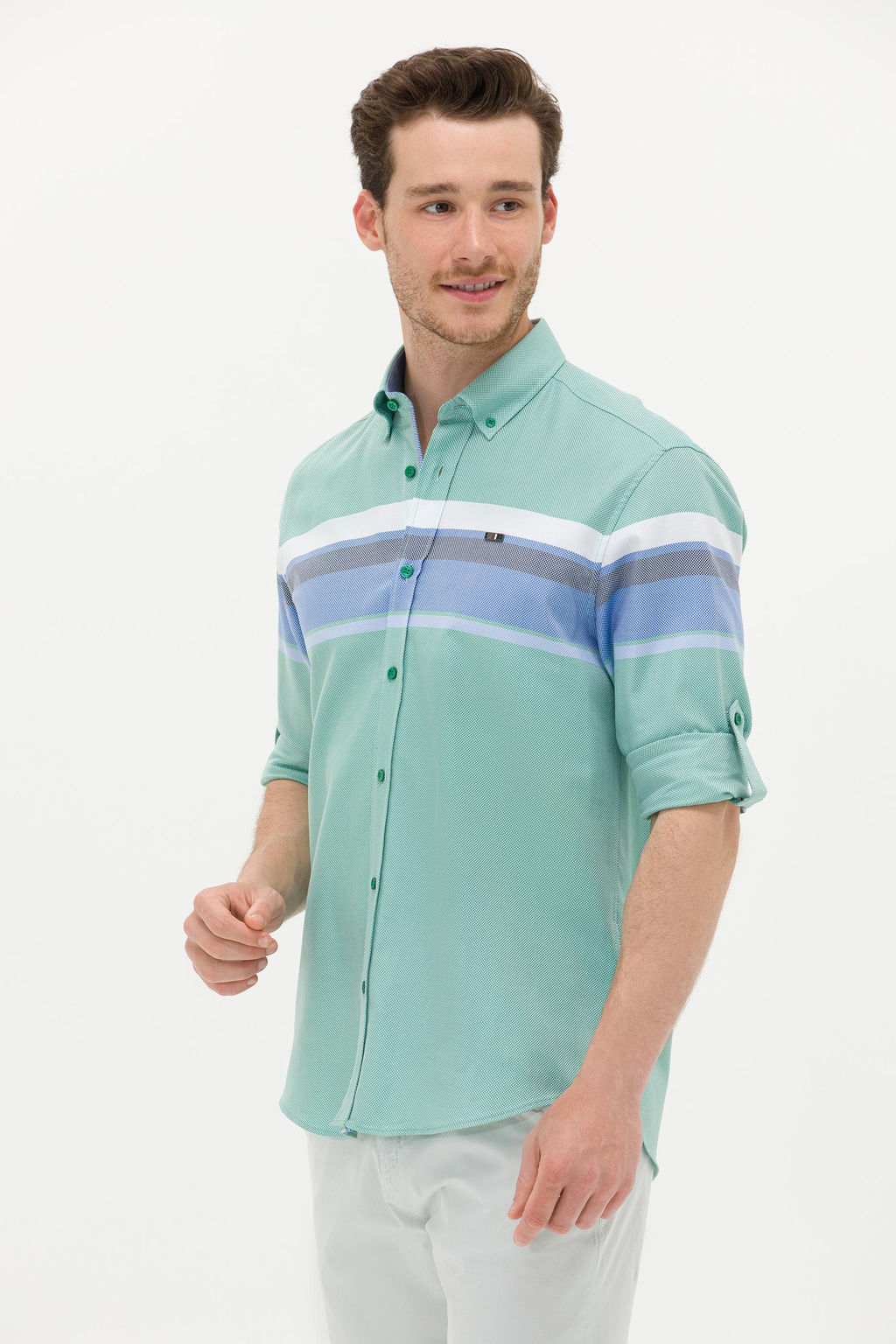 Мужская зеленая рубашка с длинным рукавом - U.s. polo assn фото 3