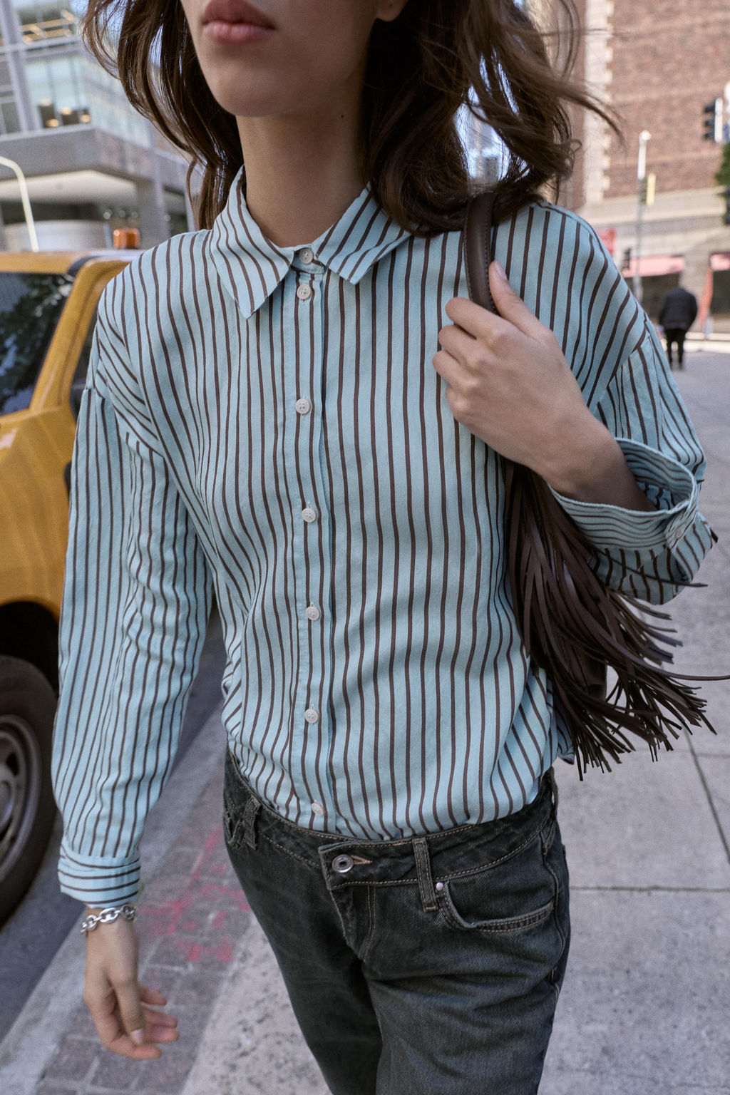 OVERSIZE STRIPED POPLIN SHIRT - Zara фото 10