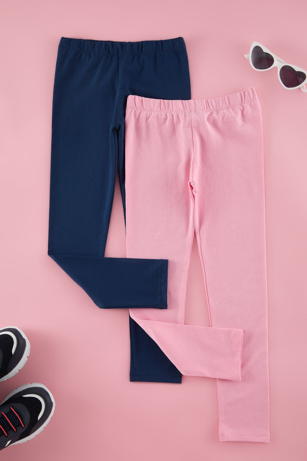 Indigo-Pembe 2li Pamuklu K?z Cocuk Duz Orme Tayt TKDSS25TA00006 - Trendyolmilla фото 5