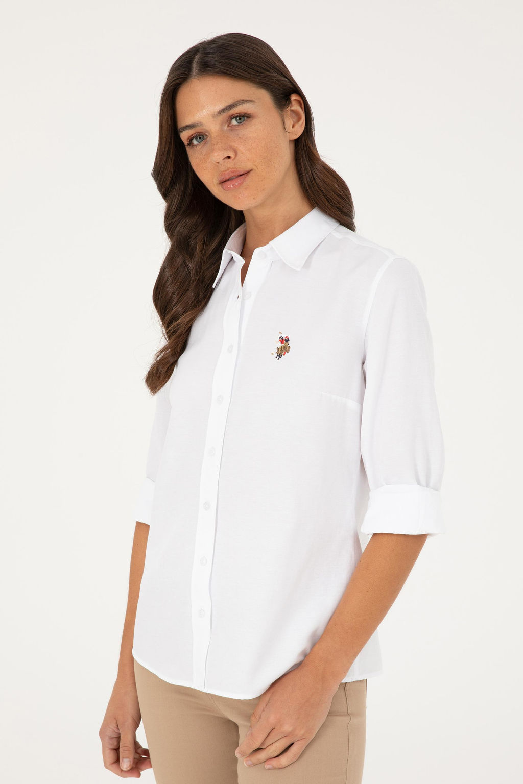 Женщина белая длинная рубашка. Основная рубашка скидка в корзине - U.s. polo assn фото 3