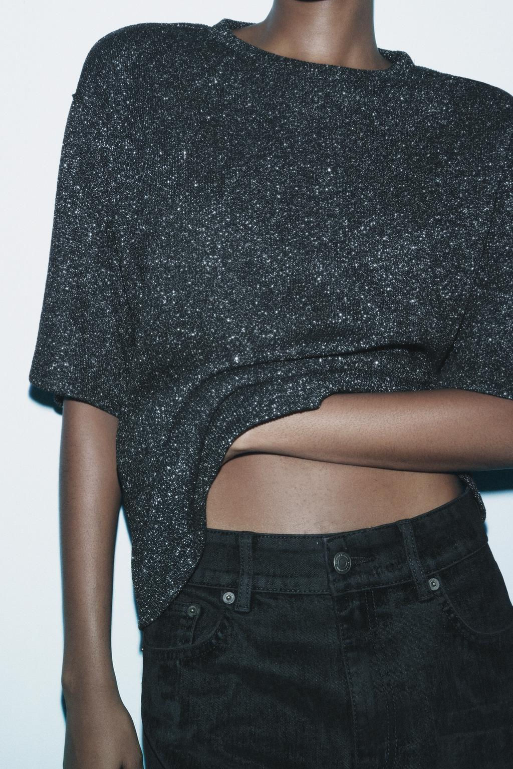 METALLIC THREAD SHORT SLEEVE TOP - Zara фото 2