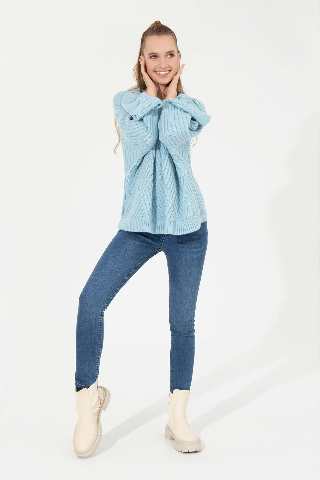 Женский синий трикотажный свитер - U.s. polo assn фото 10