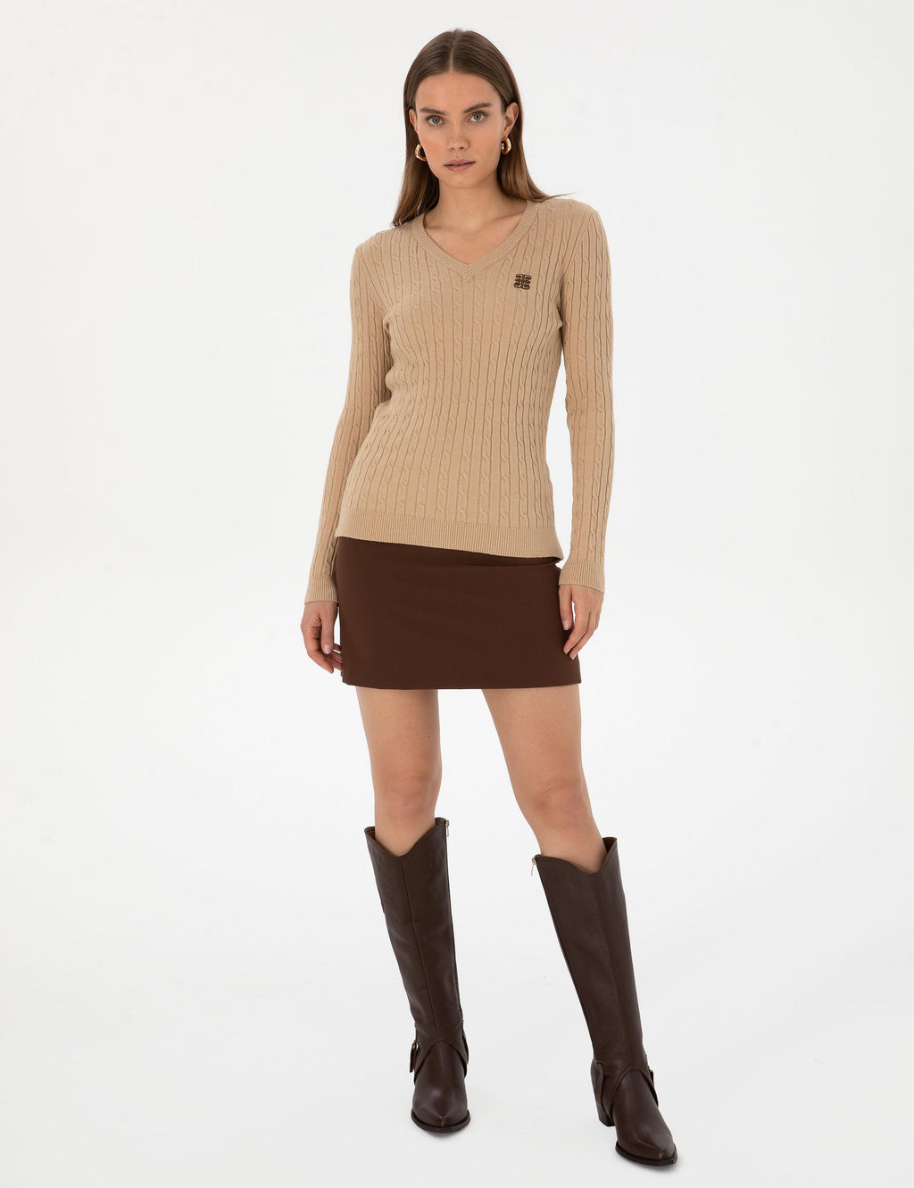Bej Melanj Ex. Slim Fit Basic Kazak