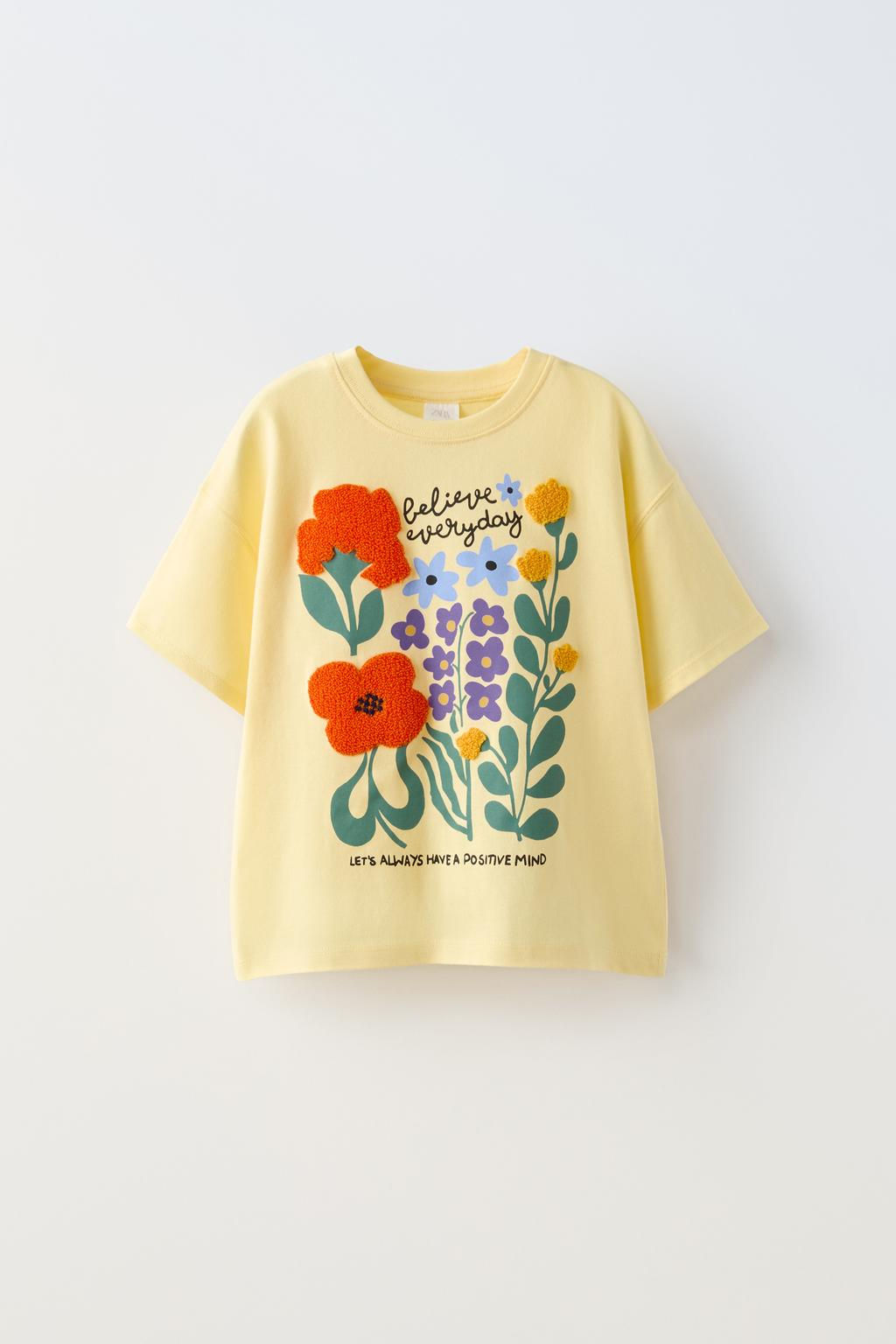 T-SHIRT WITH TERRY EMBROIDERY - Zara фото 3