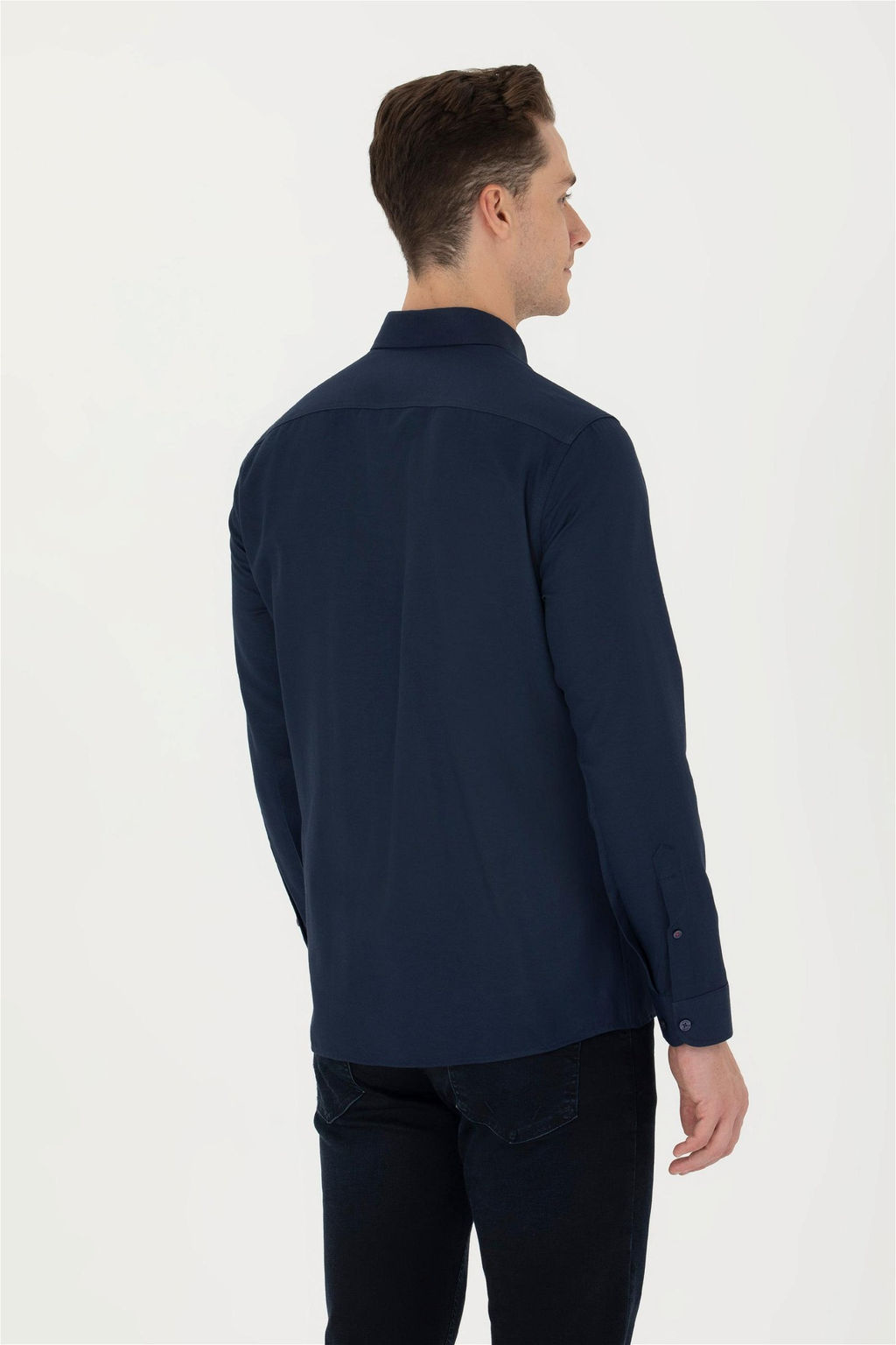 Мужская темно-синяя базовая рубашка с длинным рукавом Неожиданная скидка в корзине - U.s. polo assn фото 5