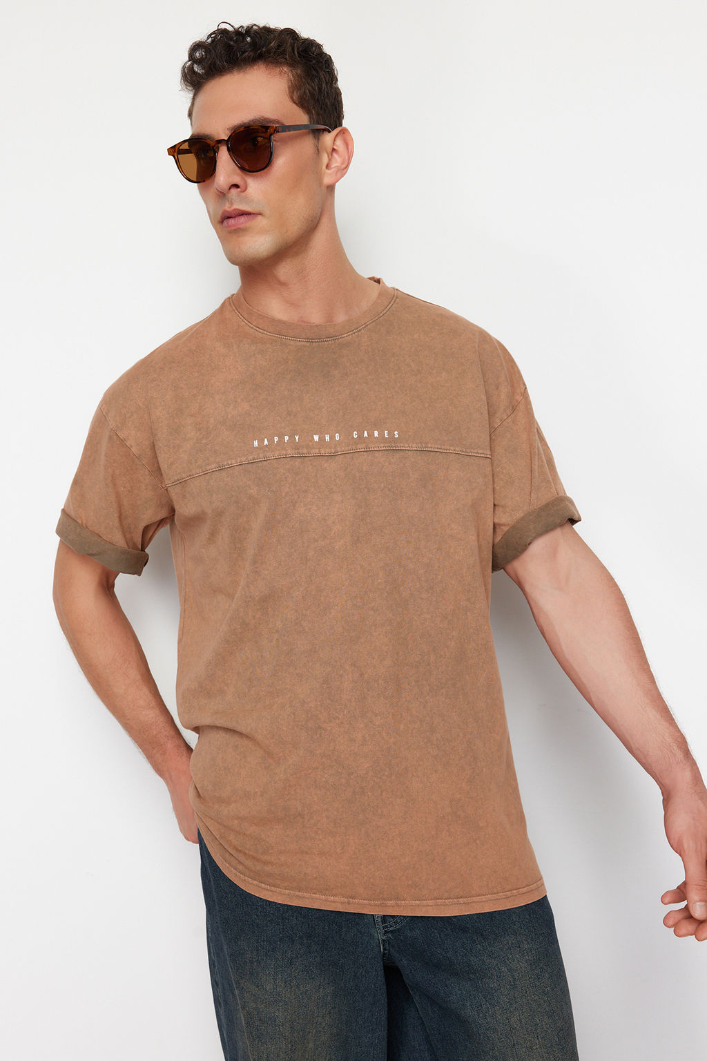 TRENDYOL MAN Antrasit Oversize/Genis Kesim Soluk Efektli Yaz? Bask?l? %100 Pamuklu T-Shirt TMNSS23TS00174 - Trendyolmilla фото 3