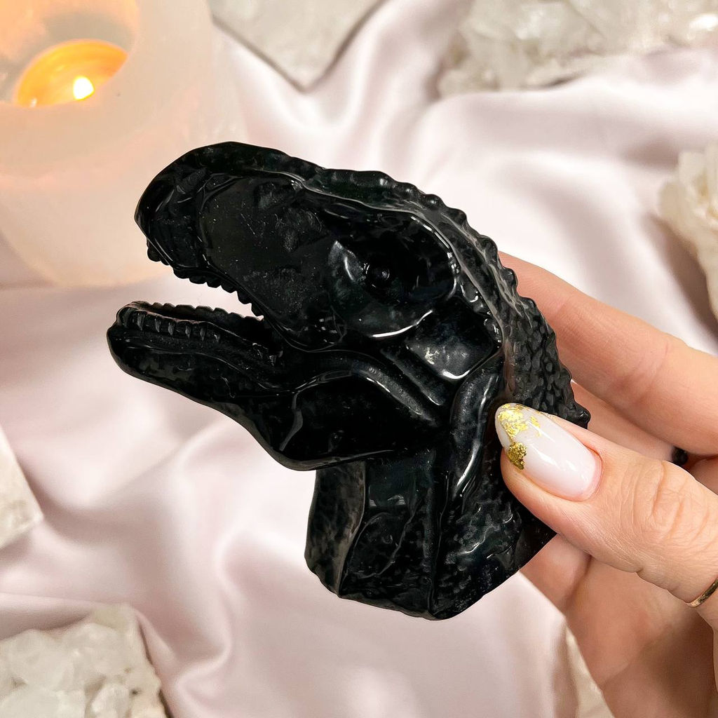 Динозавр резной из Обсидиана - Радуга самоцветов фото 2