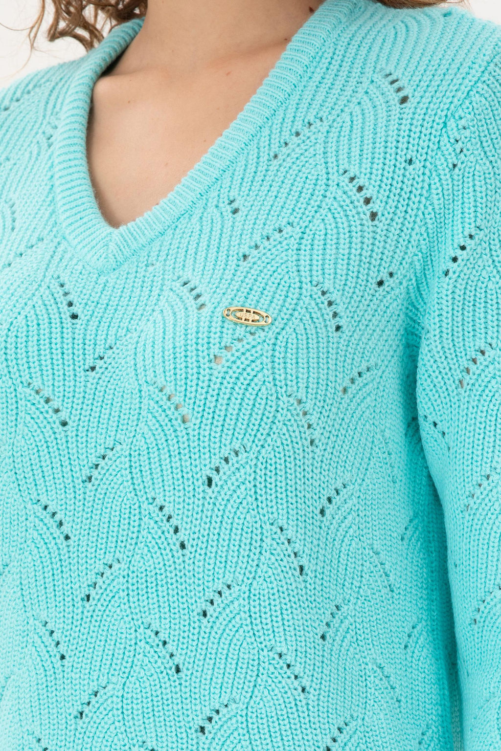 Женский водозеленый свитер с v-образным вырезом Неожиданная скидка в корзине - U.s. polo assn фото 7