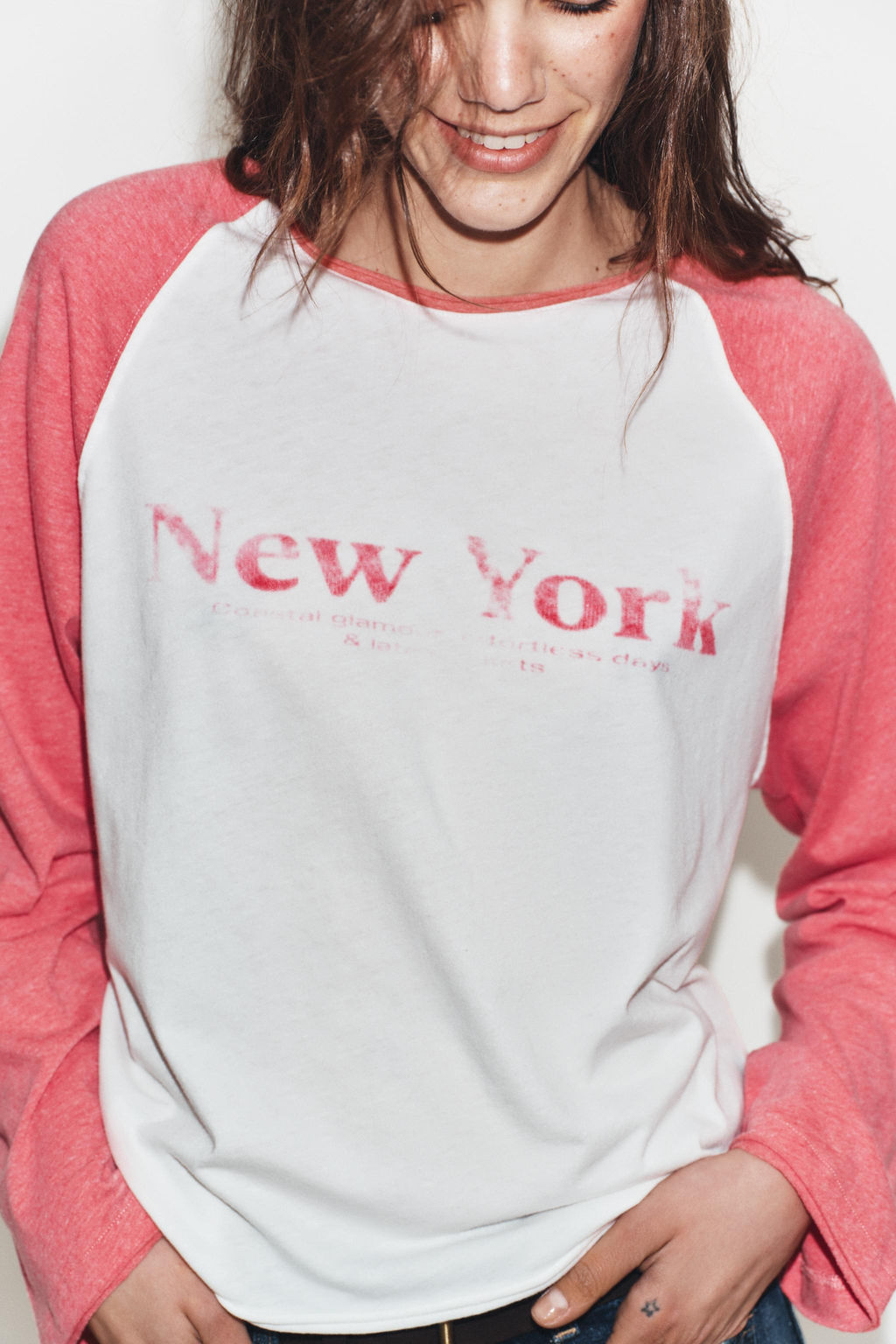 CAMISETA FLAM? MANGA RANGL?N / Blanco - Zara фото 2