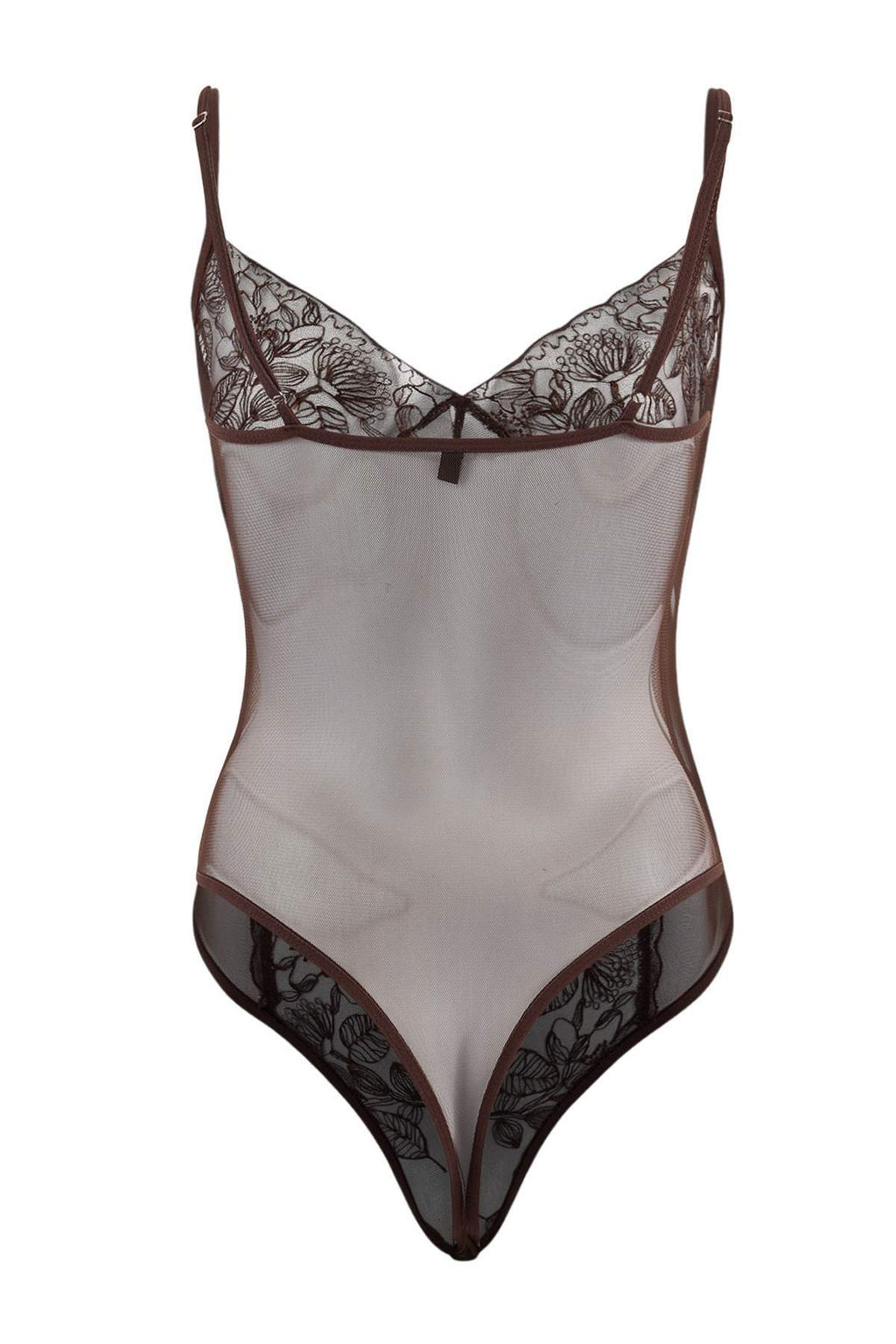 Kahverengi Tul/Dantel Fitted Kaps?z Fantezi Body THMSS26BD00014 - Trendyolmilla фото 2