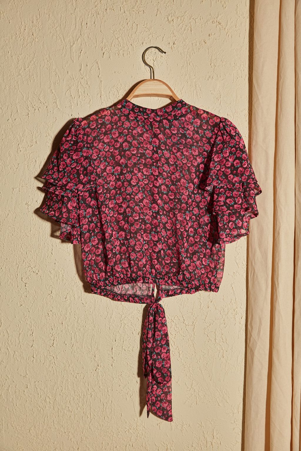 Trendyolmilla Cok Renkli Crop Cicek Desenli Dokuma Bluz TWOSS20BZ1657  фото 7