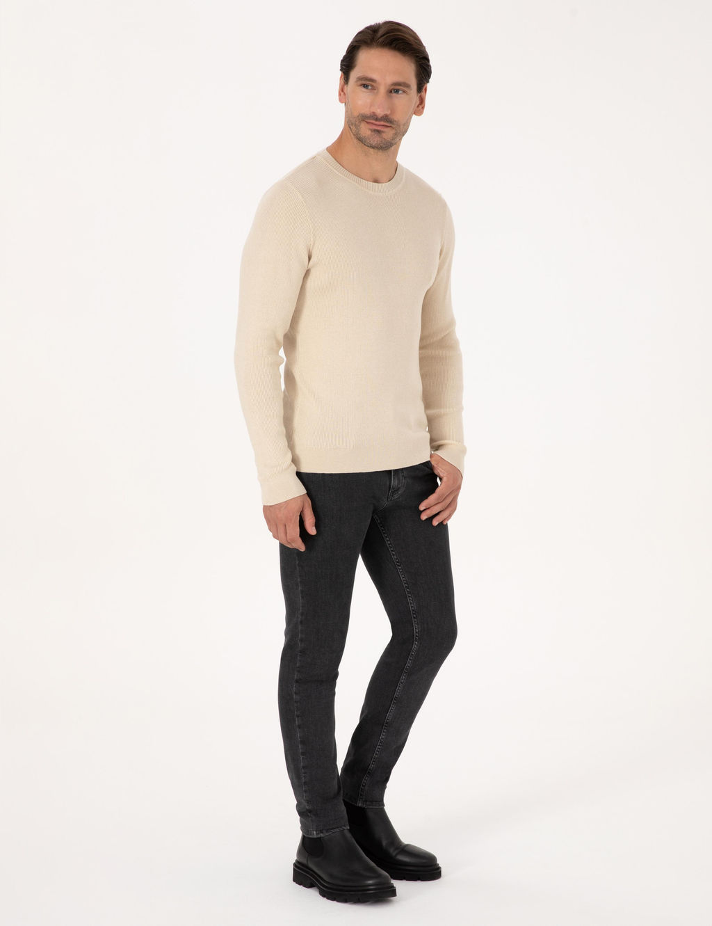 Bej Slim Fit Kazak - Cacharel фото 4